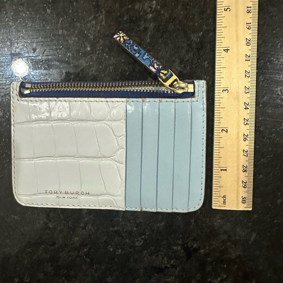 Tory Burch Blue Colorblock & Wild Pansy Patterned Wallet/Cardholder - Picture 7 of 8